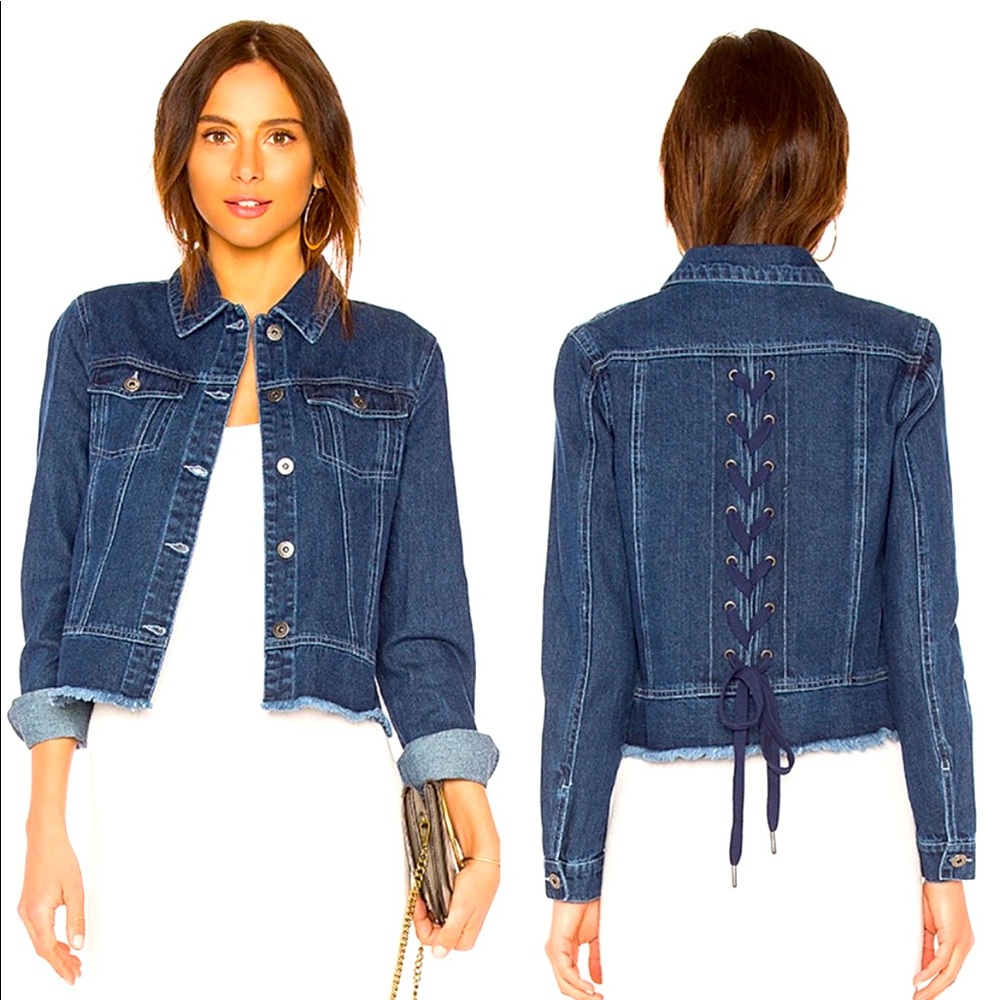 BB Dakota Cillia Lace Up Jean Jacket Size Small
